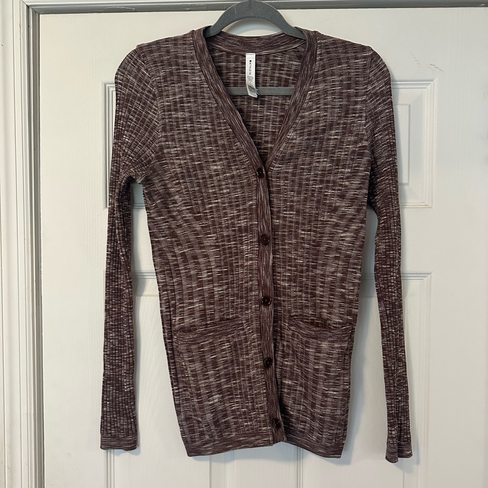 Athleta Revolve Cardigan in Mahogany Heather